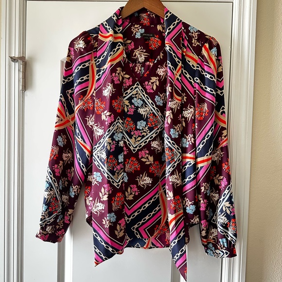 Powerhouse Workwear Ann Taylor Sz S Floral Scarf Blouse Attorney w/style - Picture 1 of 11